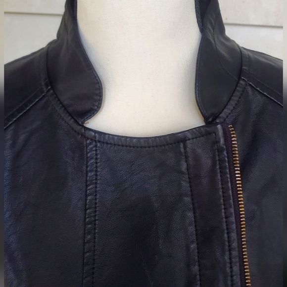 Tanming XL back faux‎ leather moto zipper lined jacket - Picture 6 of 12